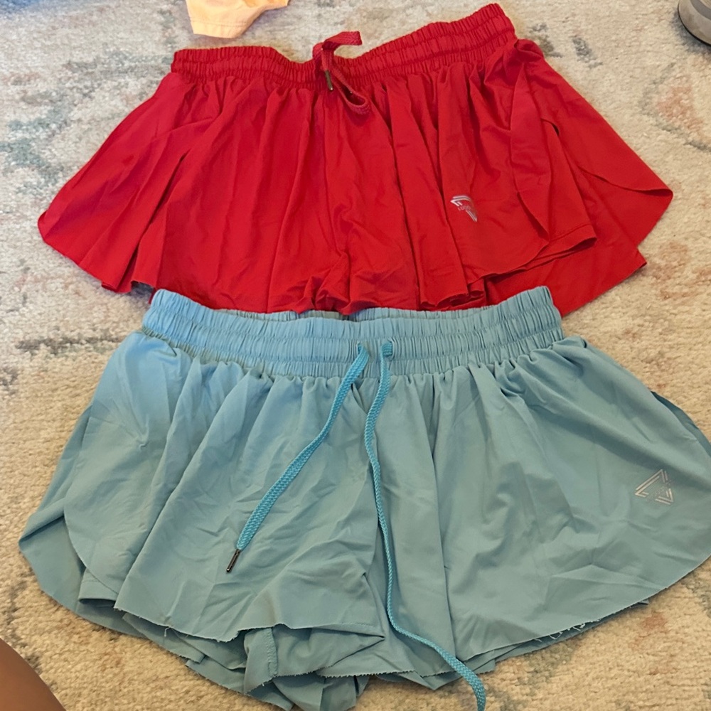 Red and Blue Women's Athletic Shorts
